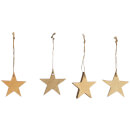Nkuku Chana Mango Wood Star Decorations - Natural (Set of 4)