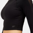 Power Long Sleeve Crop Top - Black - S - Black