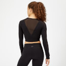 Power Long Sleeve Crop Top - Black - S - Black