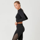 Kurzes, nahtloses Form-Top - XS - Schwarz