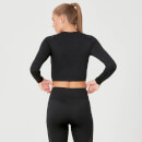 Kurzes, nahtloses Form-Top - XS - Schwarz