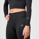 Kurzes, nahtloses Form-Top - XS - Schwarz
