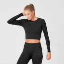 Kurzes, nahtloses Form-Top - XS - Schwarz