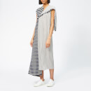 JW Anderson Women's Asymmetric Striped Jersey Silk Dress - Navy