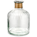 Nkuku Chara Hammered Bottle - Clear Glass & Antique Brass - 15cm
