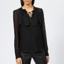 See By Chloé Women's Textured Frill Top - Black