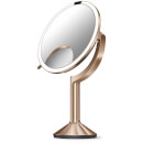 simplehuman Rechargeable Trio Sensor Mirror with Touch Control Brightness - Rose Gold 20cm