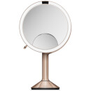simplehuman Rechargeable Trio Sensor Mirror with Touch Control Brightness - Rose Gold 20cm