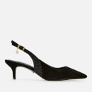Dune Women's Cinda Suede Sling Back Kitten Heels - Black