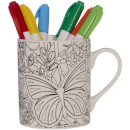 Colour In Mug with Six Pens - Butterflies