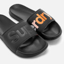 Superdry Men's Pool Slide Sandals - Black/Optic/Hazard Orange
