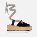 See By Chloé Women's Tie Up Espadrille Mid Wedge Sandals - Black