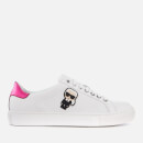 Karl Lagerfeld Women's Kupsole Karl Ikonik Leather Trainers - White/Pink