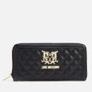 Love Moschino Women's Large Zip Around Quilted Wallet - Black
