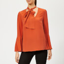 MICHAEL MICHAEL KORS Women's Bell Sleeve Silk Top - Bright Terra Cotta