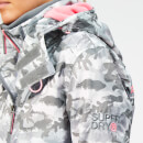 Superdry Women's Arctic Hoodie Camo SD Windcheater - Grey/Fluro Pink