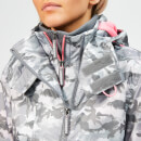 Superdry Women's Arctic Hoodie Camo SD Windcheater - Grey/Fluro Pink
