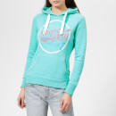 Superdry Women's Tokyo 7 Glitter Entry Hoodie - Fluro Mint Snowy