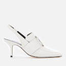 Dorateymur Women's Eagle Leather Sling Back Court Shoes - White