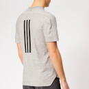 adidas Men's ID Box Logo 3 Stripe Short Sleeve T-Shirt - Grey Heather