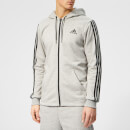 adidas Men's Must Haves 3 Stripe Full Zip Hoody - Grey Heather