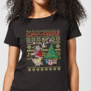 Cow and Chicken Cow And Chicken Pattern Women's Christmas T-Shirt - Black