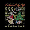 Cow and Chicken Cow And Chicken Pattern Women's Christmas T-Shirt - Black