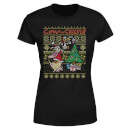 Cow and Chicken Cow And Chicken Pattern Women's Christmas T-Shirt - Black