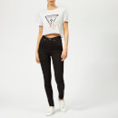 Guess Women's Cropped Floral Logo Top - Optic White
