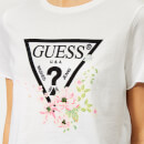 Guess Women's Cropped Floral Logo Top - Optic White