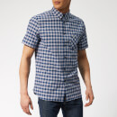 Lacoste Men's Oxford Check Short Sleeve Shirt - Inkwell/Iberis