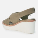 Clarks Women's Palm Candid Nubuck Wedged Sandals - Olive