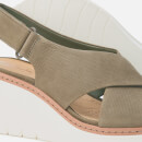 Clarks Women's Palm Candid Nubuck Wedged Sandals - Olive