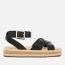 Clarks Women's Botanic Poppy Leather Flatform Sandals - Black