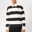 AMI Men's Zig Zag Bicolour Panel Polo Shirt - Off White/Navy