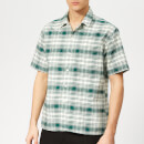 AMI Men's Camp Collar Pocket Check Shirt - Green/Off White