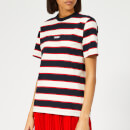 MSGM Women's Striped Logo T-Shirt - White