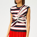 MSGM Women's Sleeveless Striped Jersey Top - White