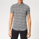 Emporio Armani Men's All Over Print Short Sleeve Shirt - Fant Blue