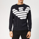 Emporio Armani Men's Large Eagle Knitted Jumper - Blue