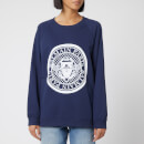 Balmain Women's Crew Neck Flocked Coin Sweatshirt - Blue