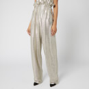 Balmain Women's High Waist Laminated Knit Pants - Silver