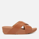 FitFlop Women's Lulu Leather Cross Slide Sandals - Caramel