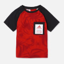 adidas Little Boy Marvel Raglan Short Sleeve T-Shirt - Red