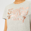 Superdry Women's Tokyo 7 Textured Foil Entry T-Shirt - Grey Heathered