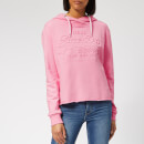 Superdry Women's V Logo Emboss College Crop Hoody - Fondant Pink