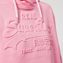 Superdry Women's V Logo Emboss College Crop Hoody - Fondant Pink