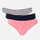 Superdry Women's Super Standard Brief Triple Pack - Stripe Navy Pink Ditsy
