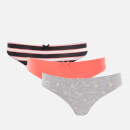 Superdry Women's Super Standard Brief Triple Pack - Grey Marl Stripe Coral
