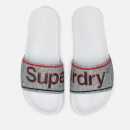 Superdry Men's College Pool Slide Sandals - Optic White/Grey Grit/Red